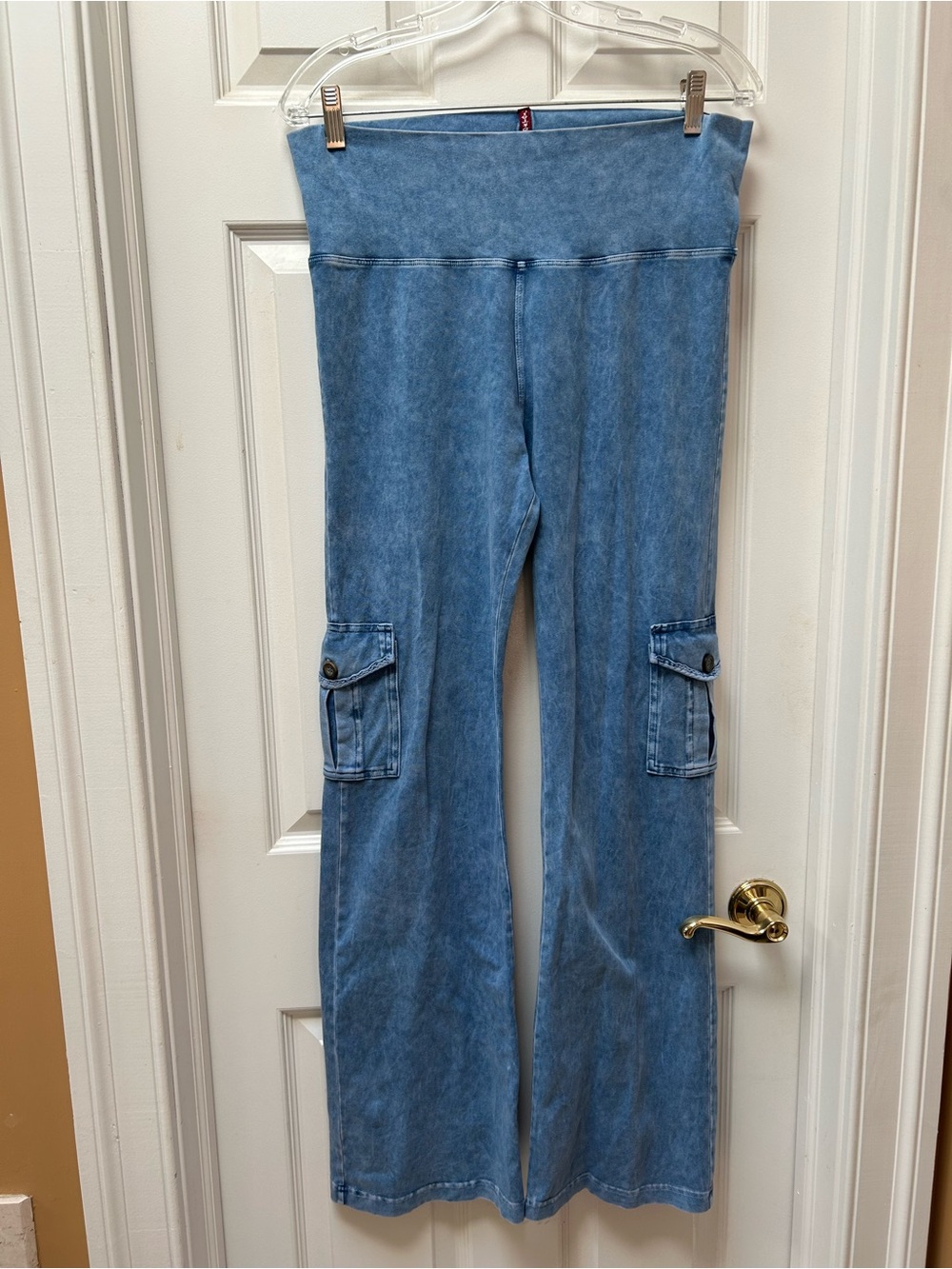 Hard Tail Forever High-Waist Light Blue Women’s Cargo Bootleg Flare Leggings
